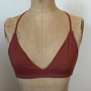 Intimately Free People Rust Ribbed Bralette Intricate Lace Woven Racer Back XS